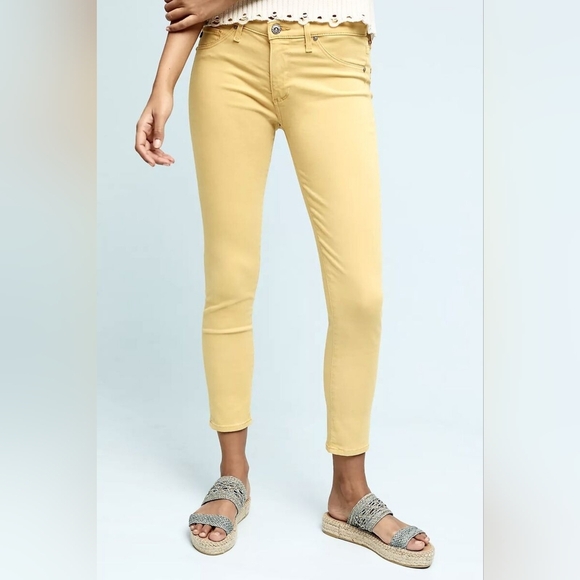 AG Adriano Goldschmied Yellow Super Skinny Ankle Jeans Size 26 - Picture 1 of 6